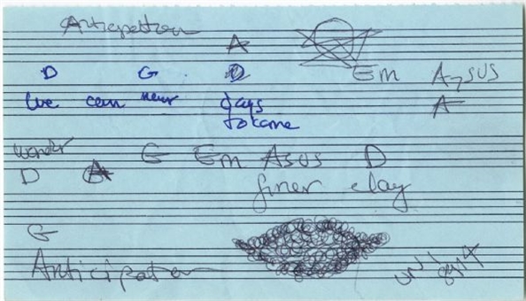 Carly Simon Handwritten Original "Anticipation" Music Notations